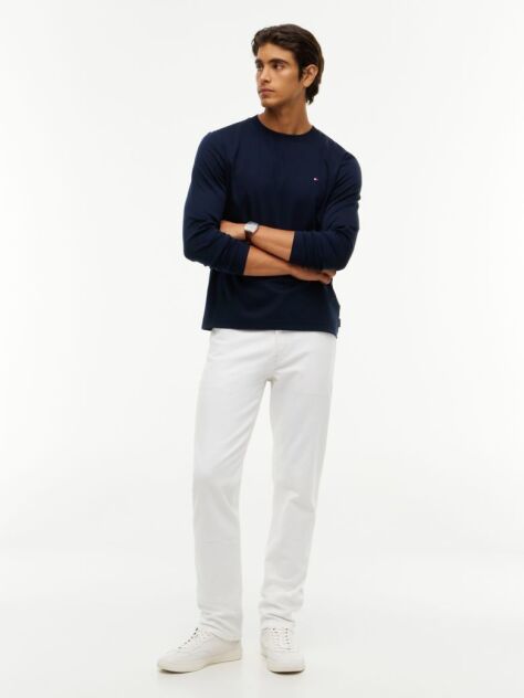 Blue Slim Interlock Long Sleeve T-Shirt  Men