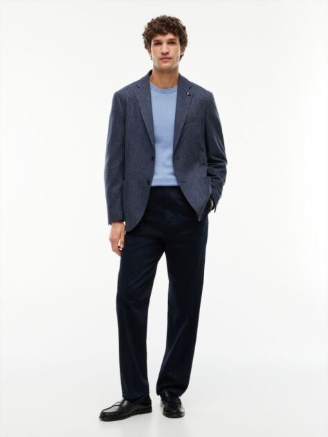 Blue Cotton Cashmere Crew Neck Jumper.  Men