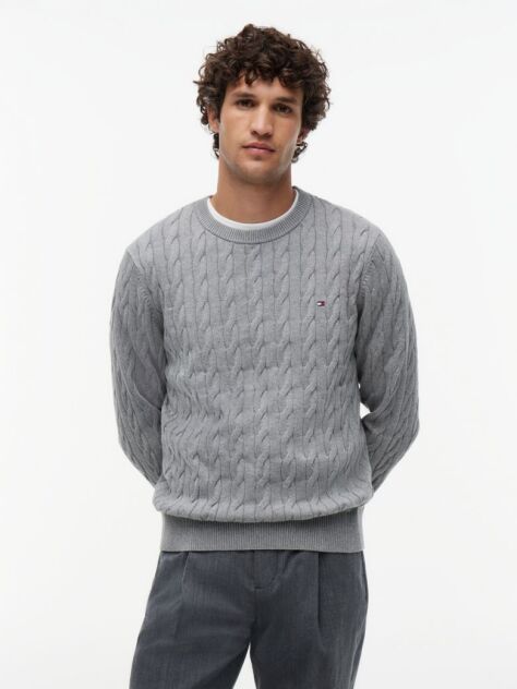 Grey Classics Cable Knit Relaxed Fit Jumper  Men