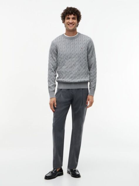 Grey Classics Cable Knit Relaxed Fit Jumper  Men