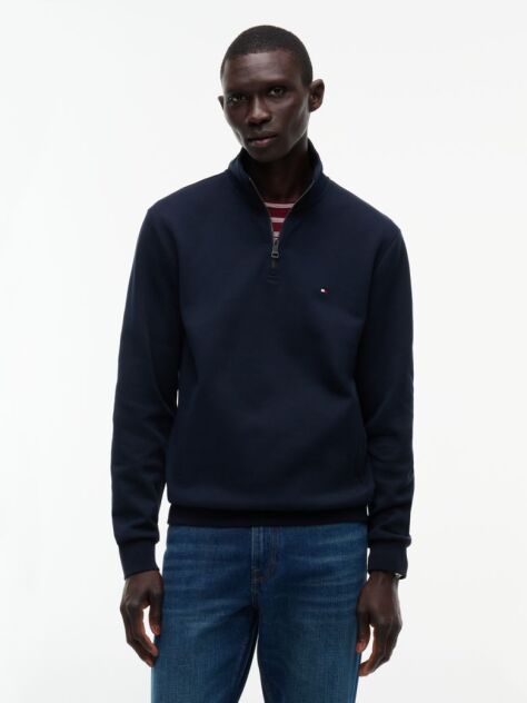 Blue Quarter-Zip Intechno Knit Sweatshirt  Men