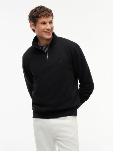 Black Quarter-Zip Fleece Sweatshirt  Men
