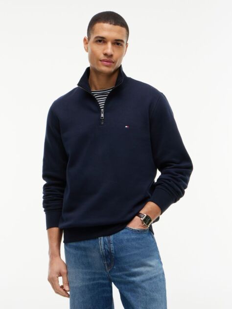 Blue Quarter-Zip Fleece Sweatshirt  Men