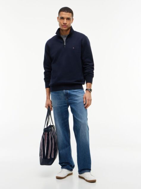 Blue Quarter-Zip Fleece Sweatshirt  Men