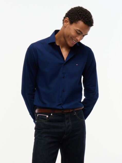 Blue Flex Slim Fit Poplin Shirt  Men
