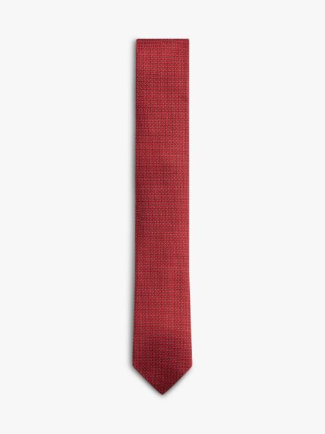Red Pure Silk Jacquard Micro Geometric Tie  Men