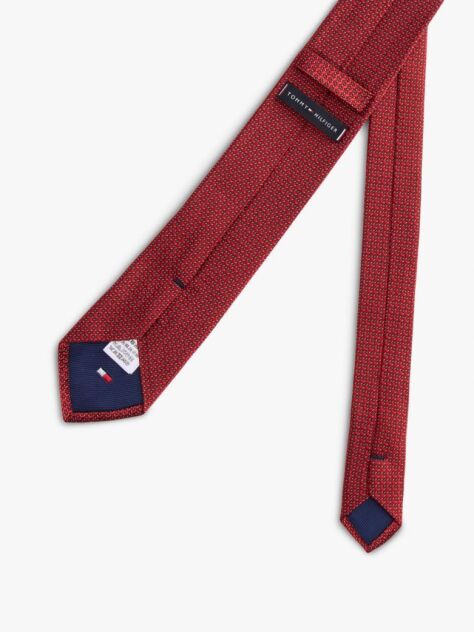 Red Pure Silk Jacquard Micro Geometric Tie  Men