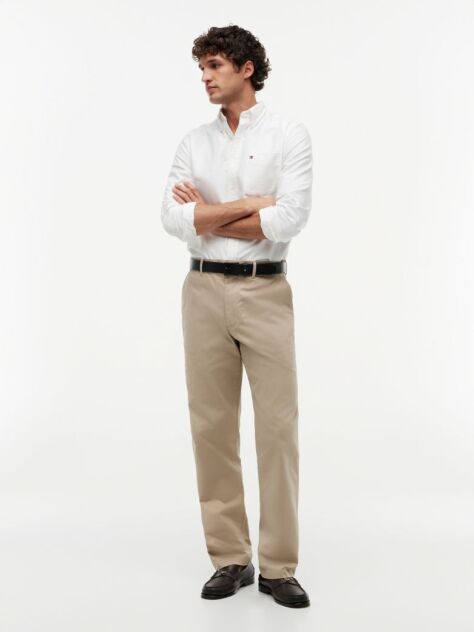 Beige Mercer Twill Flag Embroidery Regular Chinos  Men