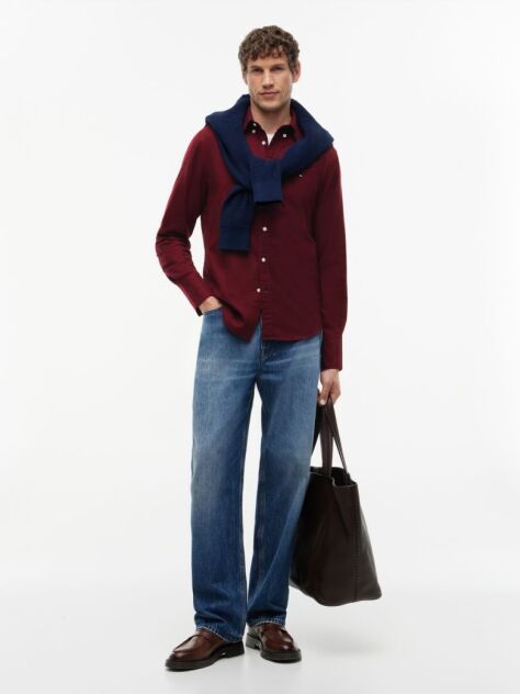 Red TH Flex Regular Fit Flannel Shirt  Men