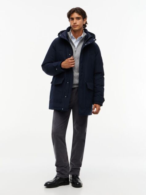 Blue Water Repellent Down Hooded Rockie Parka  Men