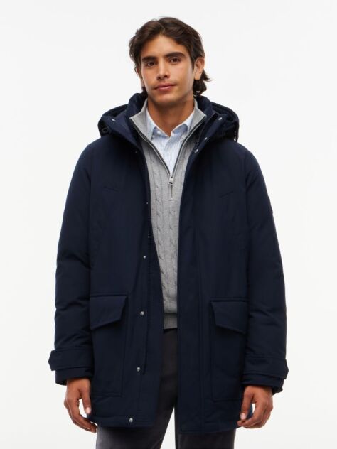 Blue Water Repellent Down Hooded Rockie Parka  Men