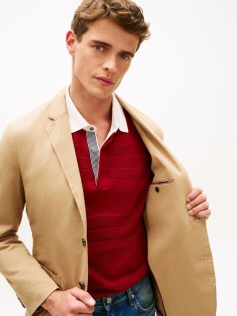 Beige Smart Casual Washed Regular Fit Blazer  Men