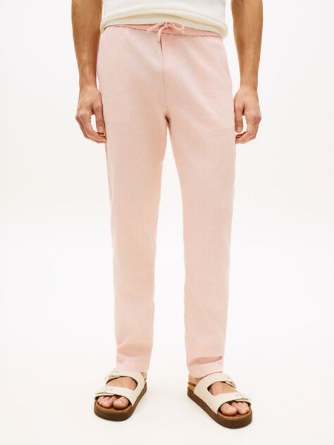 Ροζ Harlem Παντελόνι Chinos Λινό Σε Tapered Γραμμή  Άνδρες