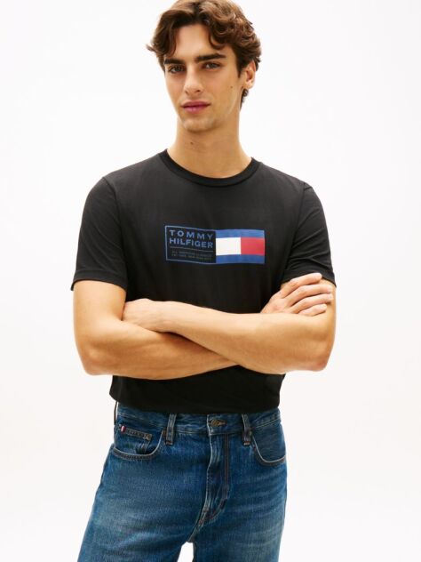 Black Logo Jersey Crew Neck T-Shirt  Men