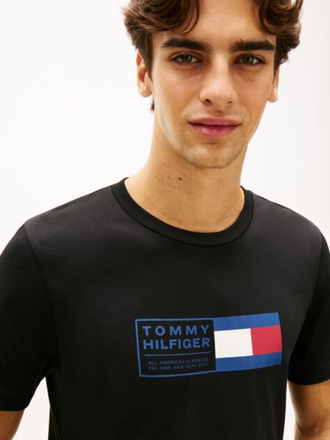 Black Logo Jersey Crew Neck T-Shirt  Men