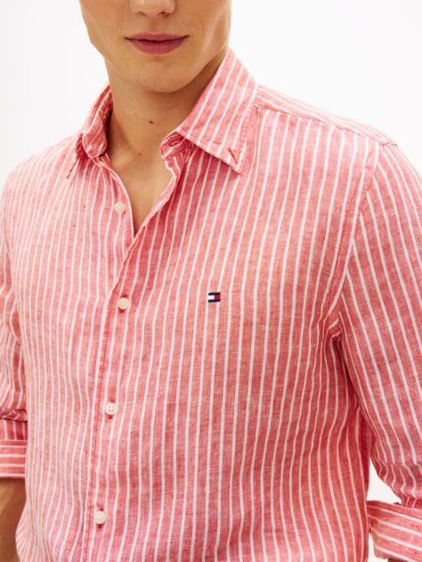 Multi Regular Fit Bengal Stripe Pure Linen Shirt  Men