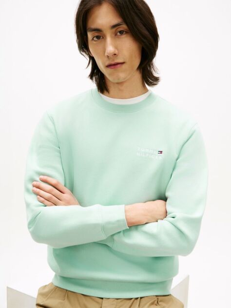 Green Logo Embroidery Terry Sweatshirt  Men