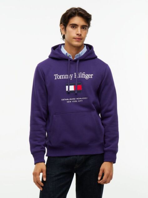 Μωβ Fleece Hoody Με Κεντητό Λογότυπο  Άνδρες