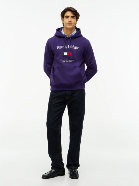 Μωβ Fleece Hoody Με Κεντητό Λογότυπο  Άνδρες