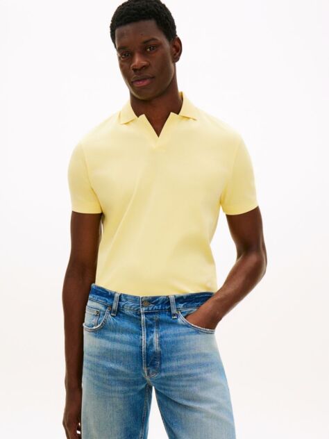 Yellow Regular Fit Interlock Knit Polo Shirt  Men