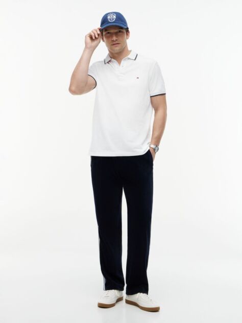 White Regular Fit Tipped Pique Polo Shirt  Men