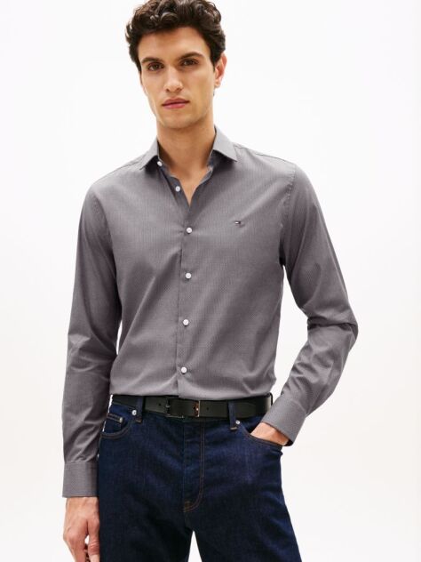 Black Slim Fit Micro Print Short  Men