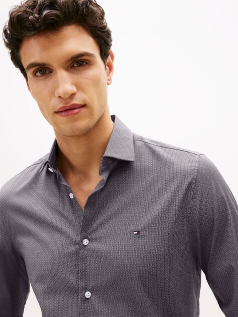 Black Slim Fit Micro Print Short  Men