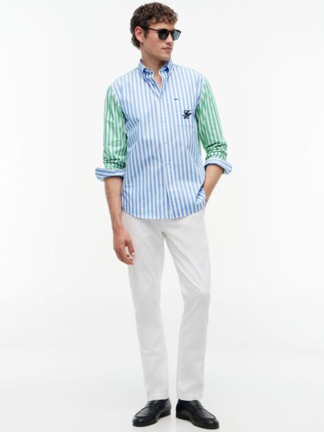 Multi Classic Fit Logo Embroidery Paper Touch Shirt  Men