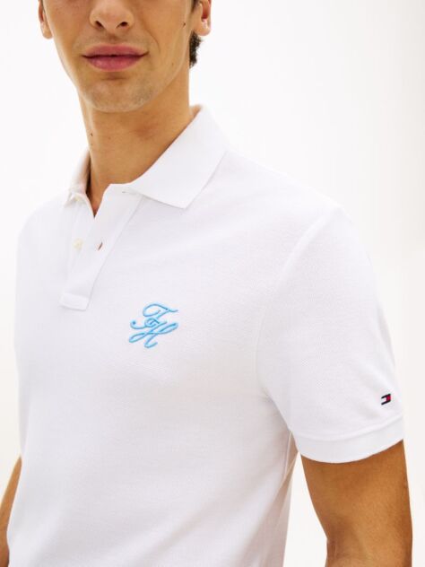 White Regular Fit Logo Pique Polo Shirt  Men