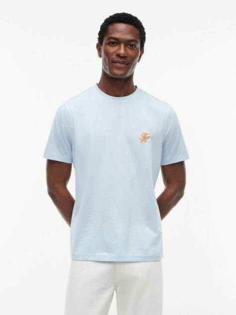 Blue Logo Embroidery Jersey T-Shirt  Men