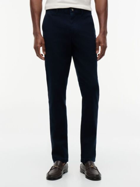 Blue Denton Straight Textured Chinos  Men