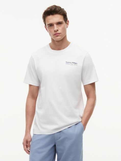 White Back Graphic Jersey Crew Neck T-Shirt  Men