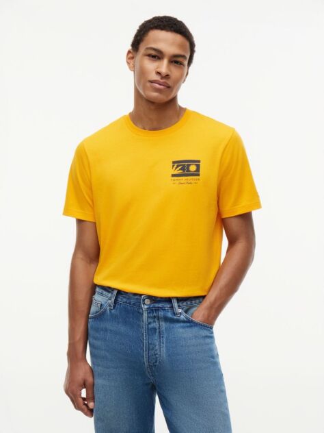 Πορτοκαλί T-Shirt Με Λογότυπο Και Κλασική Λαιμόκοψη  Άνδρες