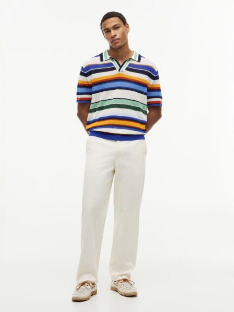 Multi Relaxed Fit Multicolour Stripe Polo Shirt  Men