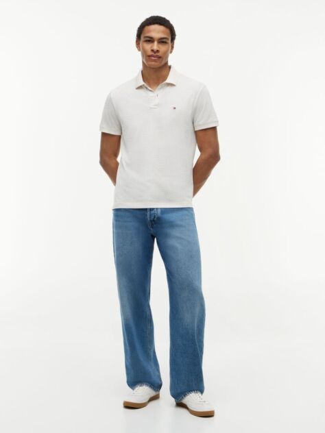 Beige Regular Fit Geometric Print Polo Shirt  Men