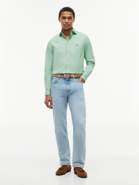 Green Regular Fit Washed Poplin Shirt  Men