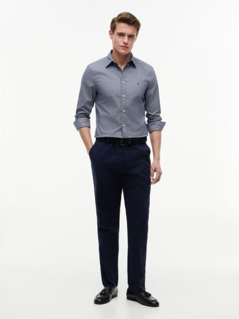 Blue Flex Poplin Small Print Shirt  Men