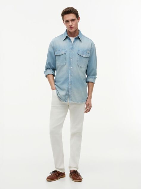 Blue Relaxed Fit Denim Shirt  Men