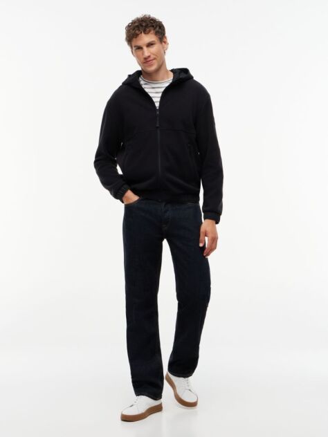 Μαύρο Performance Άνετο Fleece Hoody Με Φερμουάρ  Άνδρες