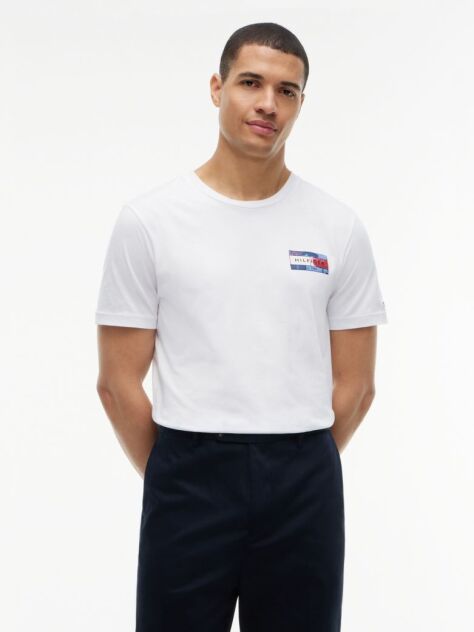 Άσπρο T-Shirt Με Κλασική Λαιμόκοψη Και Πίσω Σχέδιο  Άνδρες