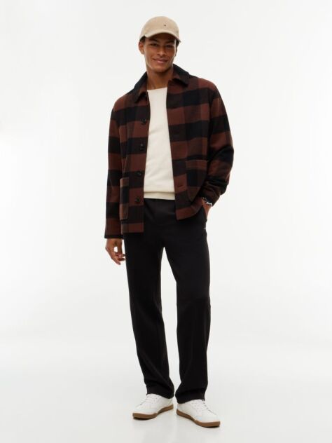 Black Pocket Trim Pleated Twill Trousers  Men