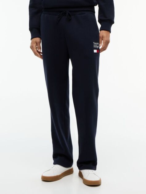 Blue Logo Embroidery Fleece Drawstring Joggers  Men
