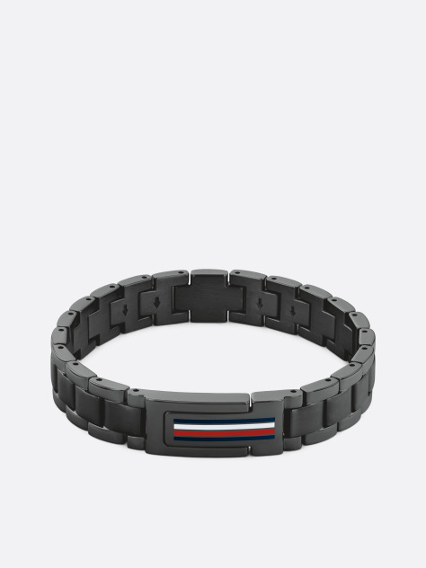Black Black Flag Stripe Stainless Bracelet  Men