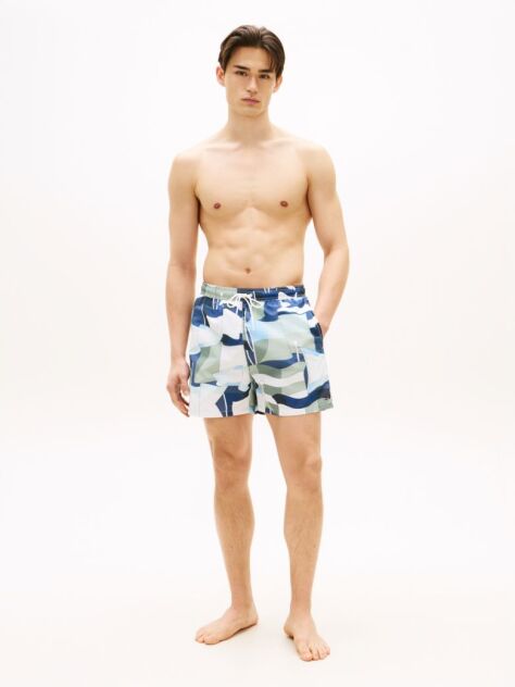 Multi Print Mid Length Swim Trunks  Men