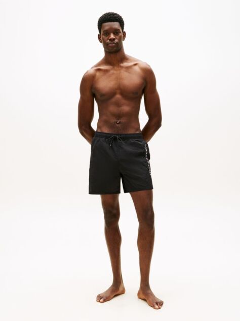 Black Original Logo Mid Length Swim Shorts  Men