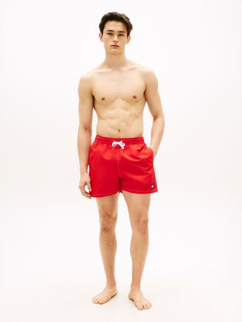 Red Heritage Logo Mid Length Swim Shorts  Men