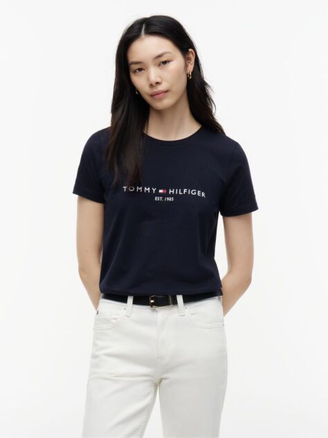 Μπλε T-Shirt Από Οργανικό Βαμβάκι Με Λογότυπο  Γυναίκες