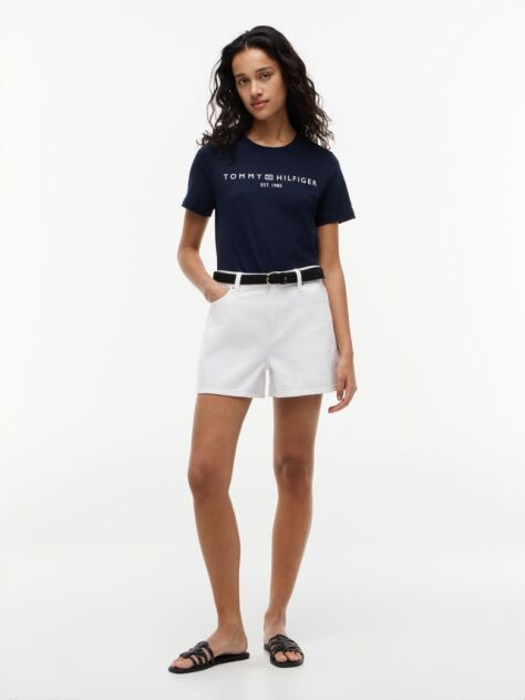 Μπλε T-Shirt Με Κλασική Λαιμόκοψη Και Λογότυπο  Γυναίκες