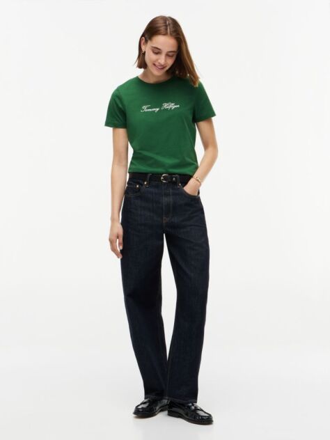 Πράσινο T-Shirt Με Στρογγυλή Λαιμόκοψη Και Κεντητό Λογότυπο  Γυναίκες