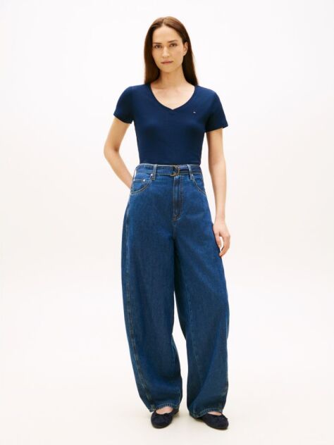 Blue Belted High Rise Balloon Leg Jeans  Women